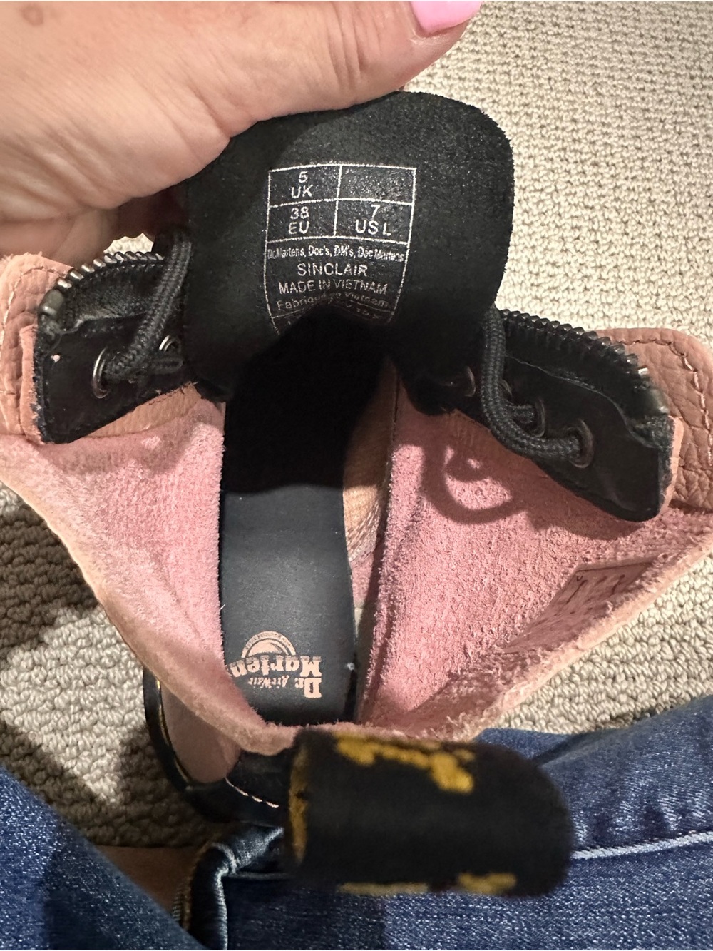 Dr. Martens Pink Leather Platform Combat Boots - Picture 4 of 4